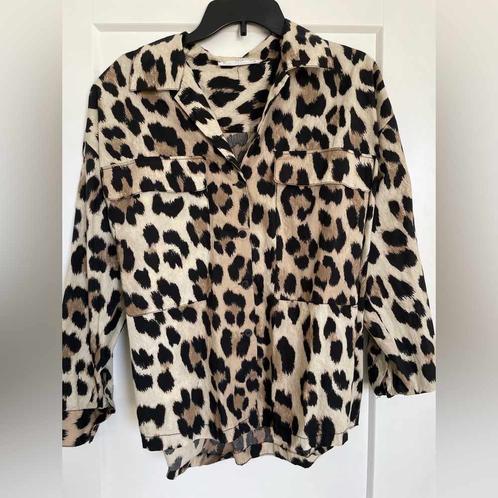 Leopard Print Button-Up Shirt